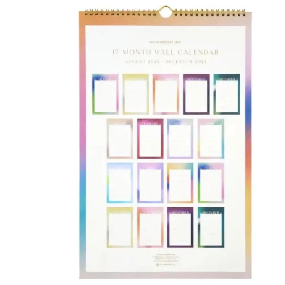 Designworks Ink 2024 Spiral Bound 17-Month Wall Calendar Rainbow Ombre 11x17